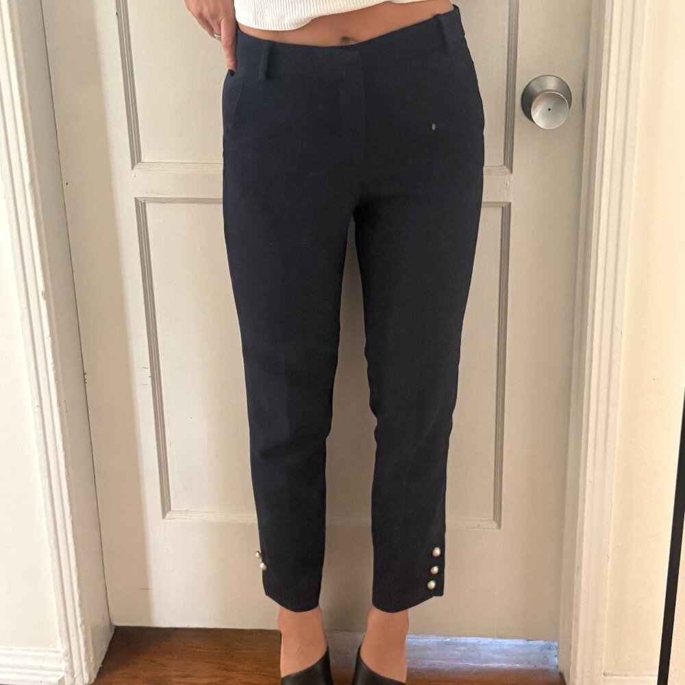 Zara Navy Blue XS Women's Dress Pants with pearl